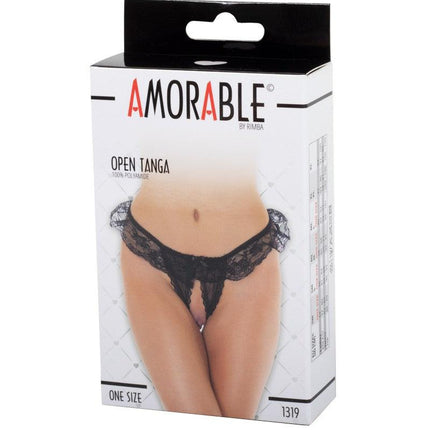 Amorable - Erotische String - Burlesque Tanga Met Open Kruis - Zwart - One Size-Erotiekvoordeel.nl