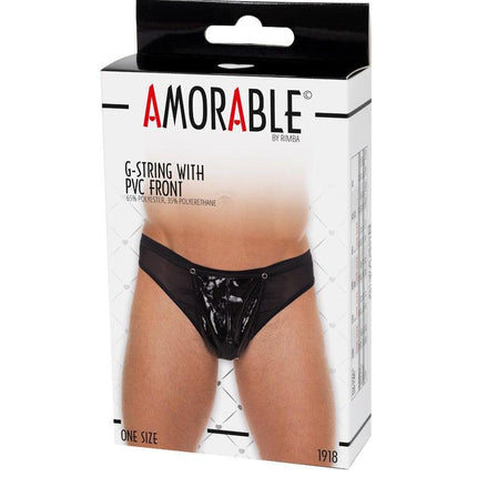 Amorable - Erotische String - Doorzichtige Lak Slip voor Mannen - Zwart - One Size-Erotiekvoordeel.nl