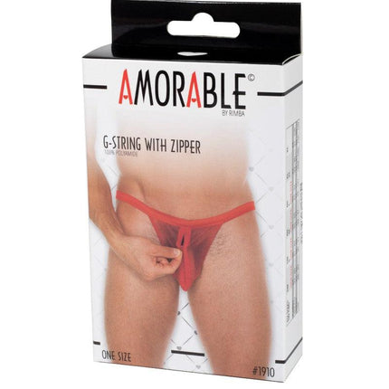 Amorable - Erotische String - Doorzichtige Rode Slip Met Rits Voor Heren - One Size - Polyamide-Erotiekvoordeel.nl