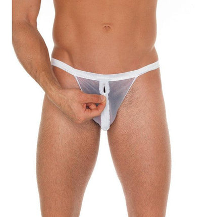 Amorable - Erotische String - Doorzichtige Witte Slip Met Rits Voor Heren - One Size - Polyamide-Erotiekvoordeel.nl