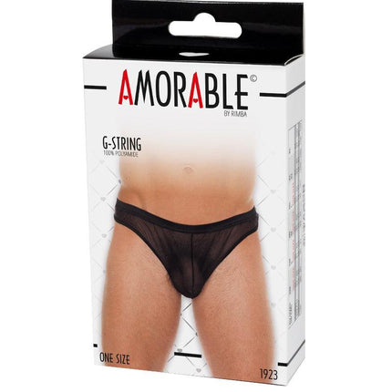 Amorable - Erotische String - Doorzichtige Zwarte String voor Mannen - Rode Heren Tanga - Polyamide - One Size-Erotiekvoordeel.nl