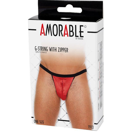 Amorable - Herenstring - Ritsje Aan De Voorkant - Rood - One Size-Erotiekvoordeel.nl