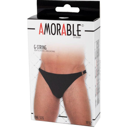 Amorable - Erotische String - Heren String Met Gespjes Aan Zijkant - Mannen Slip - Zwart-Erotiekvoordeel.nl