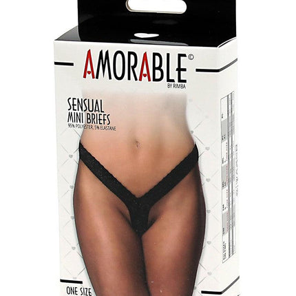 Amorable - Erotische String - Kanten Mini Slip - Aansluitend Onderbroekje - Zwart - One Size - Polyester-Erotiekvoordeel.nl