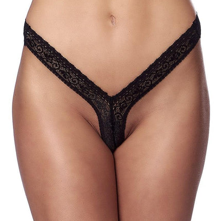 Amorable - Erotische String - Kanten Mini Slip - Aansluitend Onderbroekje - Zwart - One Size - Polyester-Erotiekvoordeel.nl