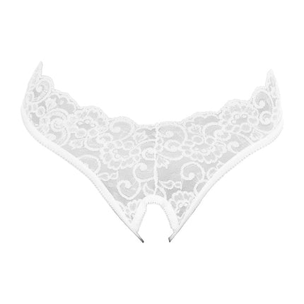 Amorable - Erotische String - Kanten Slip Met Open Kruis - Burlesque Uitstraling - Wit - One Size-Erotiekvoordeel.nl