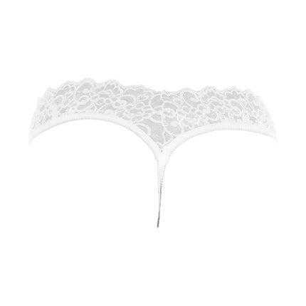 Amorable - Erotische String - Kanten Slip Met Open Kruis - Burlesque Uitstraling - Wit - One Size-Erotiekvoordeel.nl