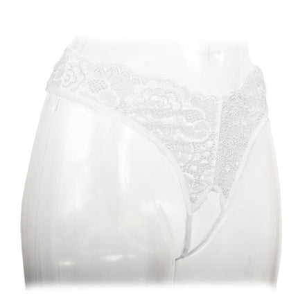 Amorable - Erotische String - Kanten Slip Met Open Kruis - Burlesque Uitstraling - Wit - One Size-Erotiekvoordeel.nl