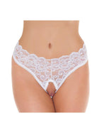 Amorable - Erotische String - Kanten Slip Met Open Kruis - Burlesque Uitstraling - Wit - One Size-Erotiekvoordeel.nl