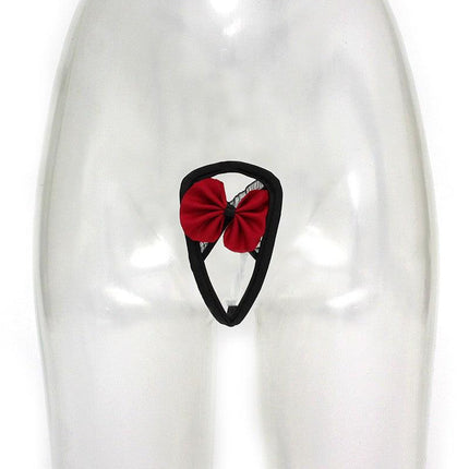 Amorable - Erotische String - Strapless Mini String Met Rood Strikje -C String - Rood Zwart - One Size-Erotiekvoordeel.nl