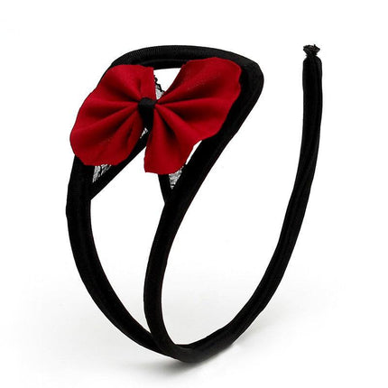 Amorable - Erotische String - Strapless Mini String Met Rood Strikje -C String - Rood Zwart - One Size-Erotiekvoordeel.nl
