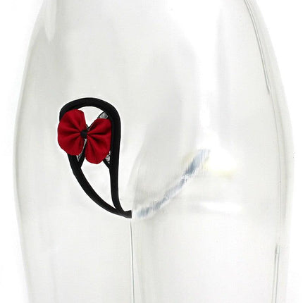 Amorable - Erotische String - Strapless Mini String Met Rood Strikje -C String - Rood Zwart - One Size-Erotiekvoordeel.nl