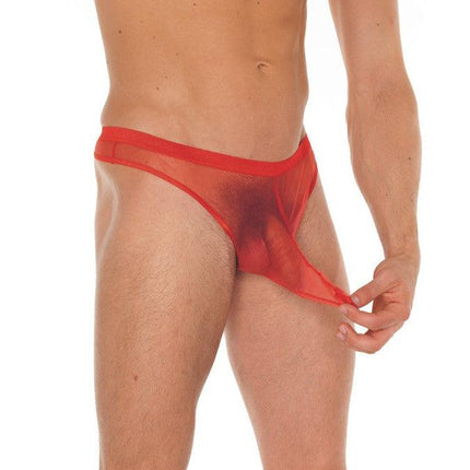 Amorable - Erotische String - Transparante Heren Slip Met Penis Slurf - Rood - One Size - Polyamide-Erotiekvoordeel.nl