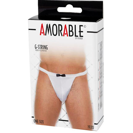 Amorable - Erotische String - Witte Butler Slip Met Zwart Strikje String - Heren Slip - Fun - Tanga - One Size-Erotiekvoordeel.nl