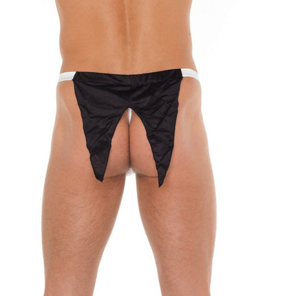 Amorable - Erotische String - Witte Butler Slip Met Zwart Strikje String - Heren Slip - Fun - Tanga - One Size-Erotiekvoordeel.nl