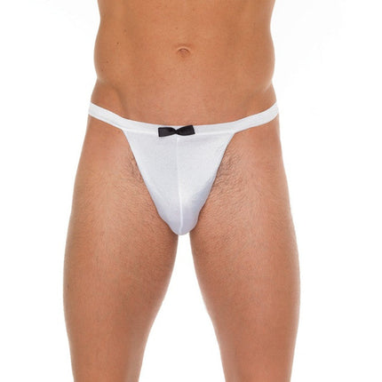 Amorable - Erotische String - Witte Butler Slip Met Zwart Strikje String - Heren Slip - Fun - Tanga - One Size-Erotiekvoordeel.nl