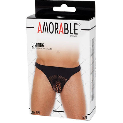 Amorable - Erotische String - Zwarte Heren String Met Visnet Aan Voorzijde - Mannen Slip - Tanga Voor Mannen - One Size-Erotiekvoordeel.nl