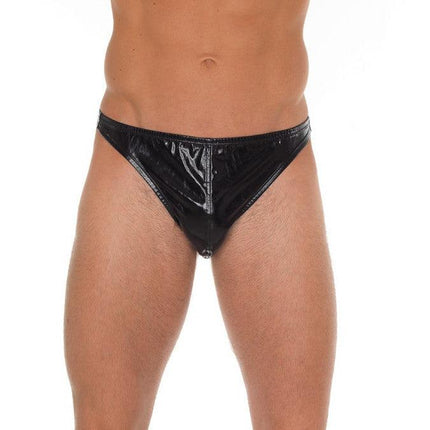 Amorable - Erotische String voor Mannen - Verleidelijke Zwarte Lak Look Slip - One Size-Erotiekvoordeel.nl