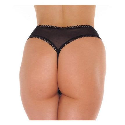 Amorable - G-String - Transparante G String Met Open Kruis - Zwart - One Size-Erotiekvoordeel.nl