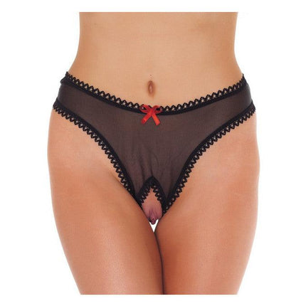 Amorable - G-String - Transparante G String Met Open Kruis - Zwart - One Size-Erotiekvoordeel.nl