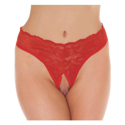 Amorable - Kanten String Met Open Kruis - Rood-Erotiekvoordeel.nl