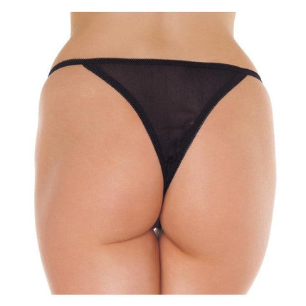 Amorable - Luxe Kanten Vlinder String Met Open Kruis - Zwart-Erotiekvoordeel.nl