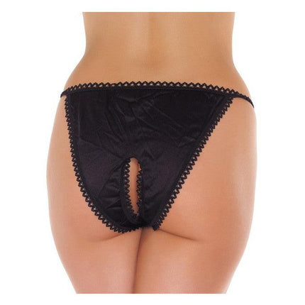 Amorable - Tanga Slip Met Open Kruis - Zwart - One Size-Erotiekvoordeel.nl
