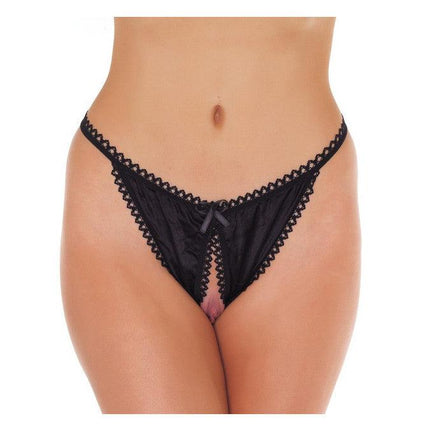 Amorable - Tanga Slip Met Open Kruis - Zwart - One Size-Erotiekvoordeel.nl