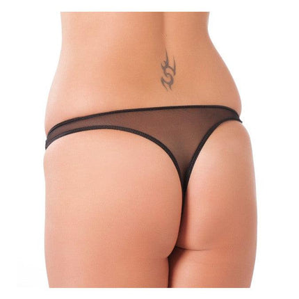 Amorable - Transparante String Met Open Kruis Kant Accent en Pareltjes-Erotiekvoordeel.nl
