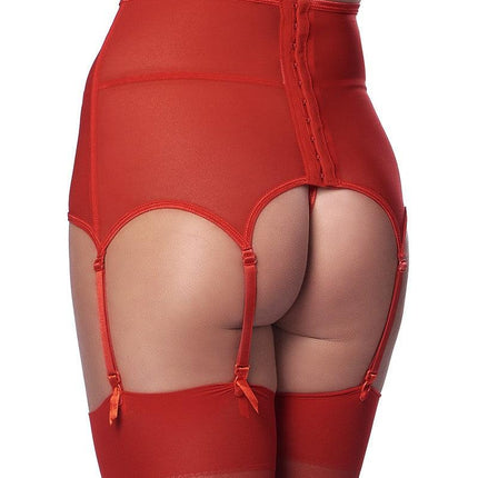Amorable - Vintage stijl jarretelgordel Met String En Kousen - Rood-Erotiekvoordeel.nl