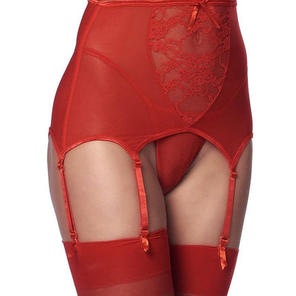 Amorable - Vintage stijl jarretelgordel Met String En Kousen - Rood-Erotiekvoordeel.nl