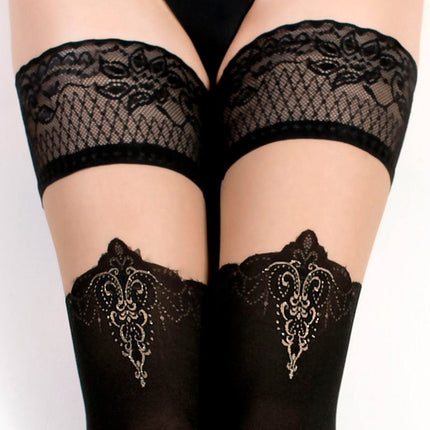 Ballerina - Fantasy Hold Ups Elegant Baroque - Kousen - 50/20 denier - Zwart-Erotiekvoordeel.nl