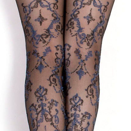 Ballerina - Fantasy Hold Ups Feeling Blue Kousen - 20 denier - Zwart/Blauw-Erotiekvoordeel.nl