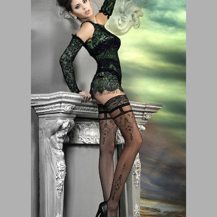 Ballerina - Fantasy Hold Ups Roaring Twenties Kousen - 20 denier - Zwart-Erotiekvoordeel.nl