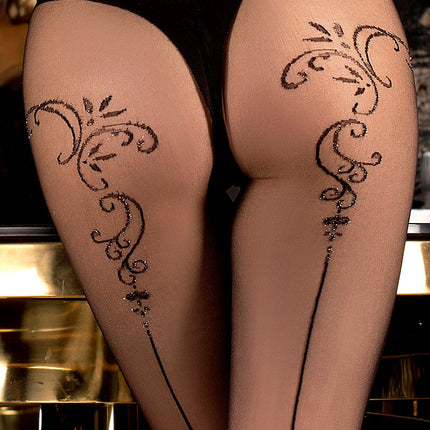 Ballerina - Fantasy Tights Celestial Scroll - Panty - 20 denier - Zwart-Erotiekvoordeel.nl
