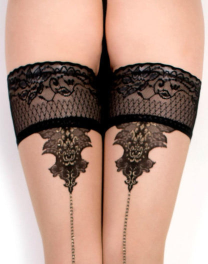 Ballerina - Hold Up Kousen - Ouverture - 20 denier - Nude/Zwart-Erotiekvoordeel.nl