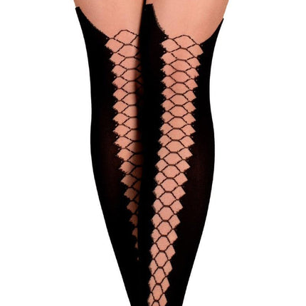 Ballerina - Open Kruis Panty - Sensuous Squares - 20/50 denier - Zwart-Erotiekvoordeel.nl