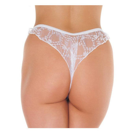 Amorable - Kanten Brasilian String Met Open Kruis - Wit-Erotiekvoordeel.nl