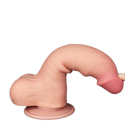 LoveToy - Dildo - Glijdende Huid Dildo - Lengte 20 cm - Diameter 3.9 cm - Lichte Huidskleur-Erotiekvoordeel.nl