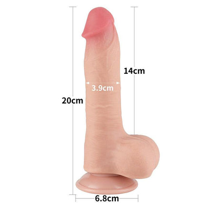 LoveToy - Dildo - Glijdende Huid Dildo - Lengte 20 cm - Diameter 3.9 cm - Lichte Huidskleur-Erotiekvoordeel.nl