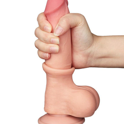 LoveToy - Dildo - Glijdende Huid Dildo - Lengte 20 cm - Diameter 3.9 cm - Lichte Huidskleur-Erotiekvoordeel.nl