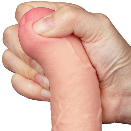 LoveToy - Dildo - Glijdende Huid Dildo - Lengte 20 cm - Diameter 3.9 cm - Lichte Huidskleur-Erotiekvoordeel.nl