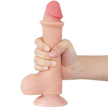LoveToy - Dildo - Glijdende Huid Dildo - Lengte 20 cm - Diameter 3.9 cm - Lichte Huidskleur-Erotiekvoordeel.nl