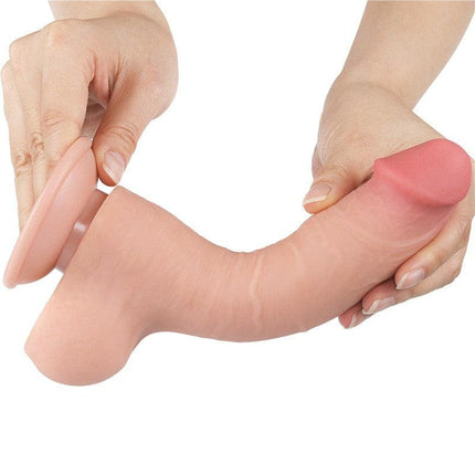 LoveToy - Dildo - Glijdende Huid Dildo - Lengte 20 cm - Diameter 3.9 cm - Lichte Huidskleur-Erotiekvoordeel.nl