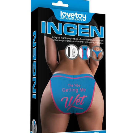 LoveToy - Getting me Wet - Bedrukt Vibrerend Sexy Slipje - Blauw-Erotiekvoordeel.nl