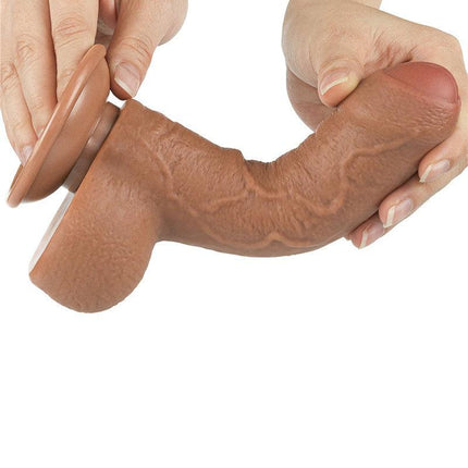 Lovetoy - Dildo Met Sliding Skin Technologie - 18.3 x 3.5 cm - Verwijderbare Zuignap - Medium Huidskleur-Erotiekvoordeel.nl