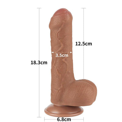 Lovetoy - Dildo Met Sliding Skin Technologie - 18.3 x 3.5 cm - Verwijderbare Zuignap - Medium Huidskleur-Erotiekvoordeel.nl
