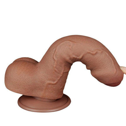 Lovetoy - Dildo Met Sliding Skin Technologie - 18.3 x 3.5 cm - Verwijderbare Zuignap - Medium Huidskleur-Erotiekvoordeel.nl