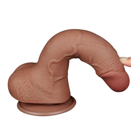 Lovetoy - Dildo Met Sliding Skin Technologie - 19.5 x 3.5 cm - Verwijderbare Zuignap - Medium Huidskleur-Erotiekvoordeel.nl