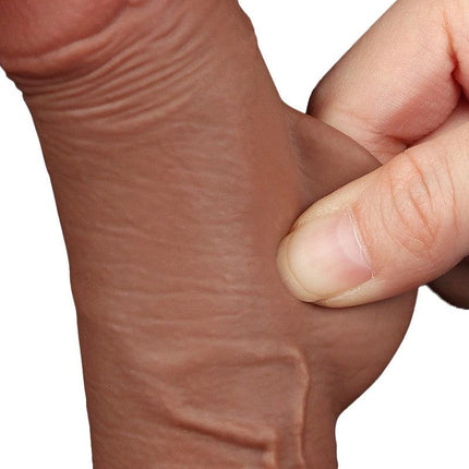 Lovetoy - Dildo Met Sliding Skin Technologie - 19.5 x 3.5 cm - Verwijderbare Zuignap - Medium Huidskleur-Erotiekvoordeel.nl